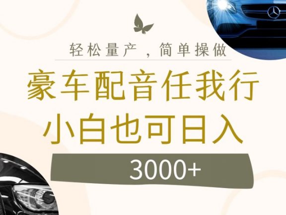 不为人知的暴力小项目，豪车配音，日入3000+